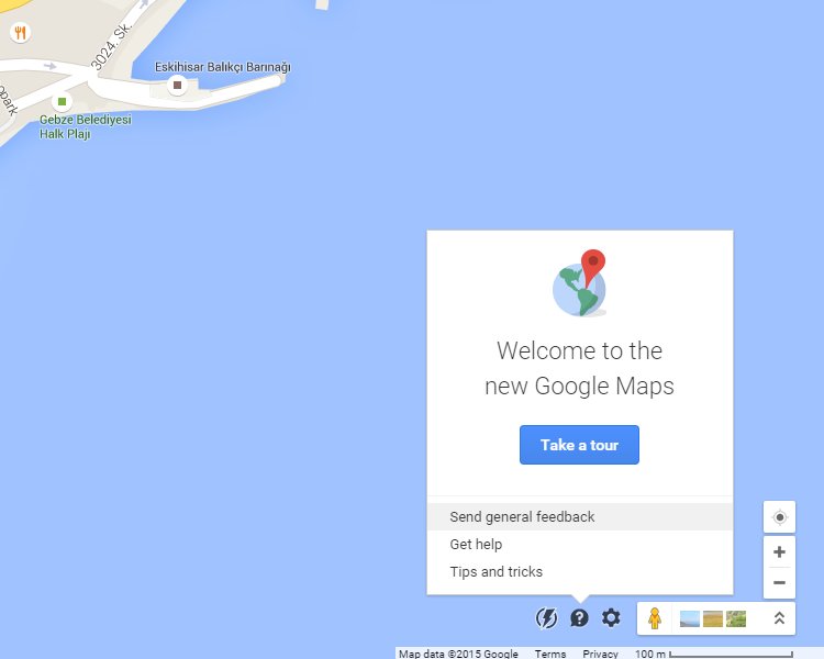 Send Google Maps feedback